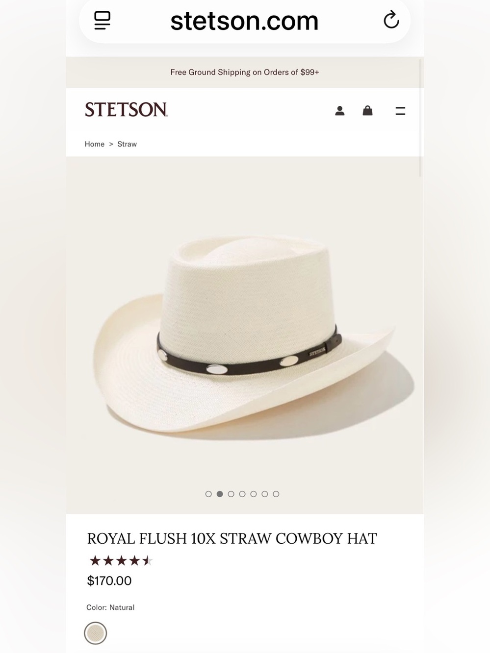 Stetson Royal Flush 10X straw hat 
opened NIB